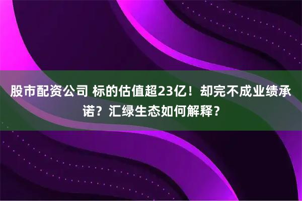 股市配资公司 标的估值超23亿!却完不成业绩承诺?汇绿生态如何解释?